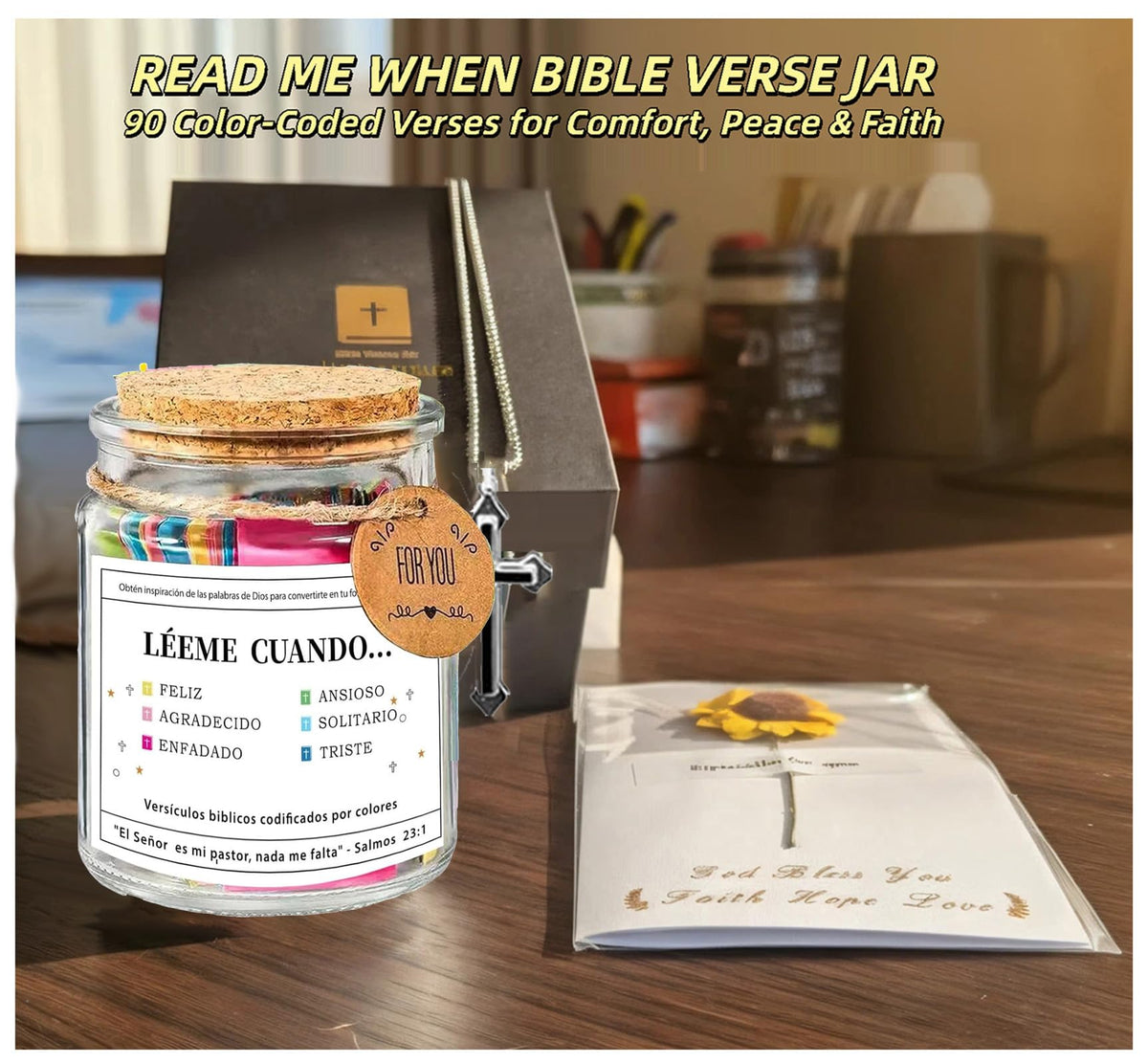 96 Pcs hand-selected Read Me When Bible Verses Jar for Daily Encouragement,Daily Inspiration for Faith and Reflection,Christian Gifts