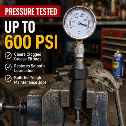 Heavy Duty Grease Fitting Unclogger Tool, 600 PSI Grease Zerk Cleaner