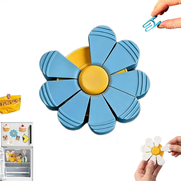 Magnetic Flower with Petal Clips, 2-in-1 Multi-use 3D Printed Plastic Flower Bag Chip
