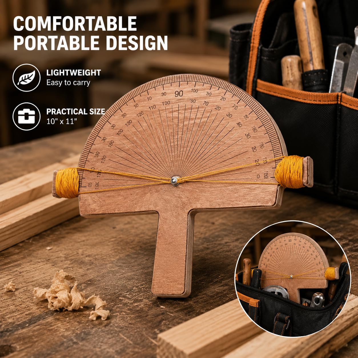Precision Angle Finder – Handcrafted Birch Wood Degree Tool