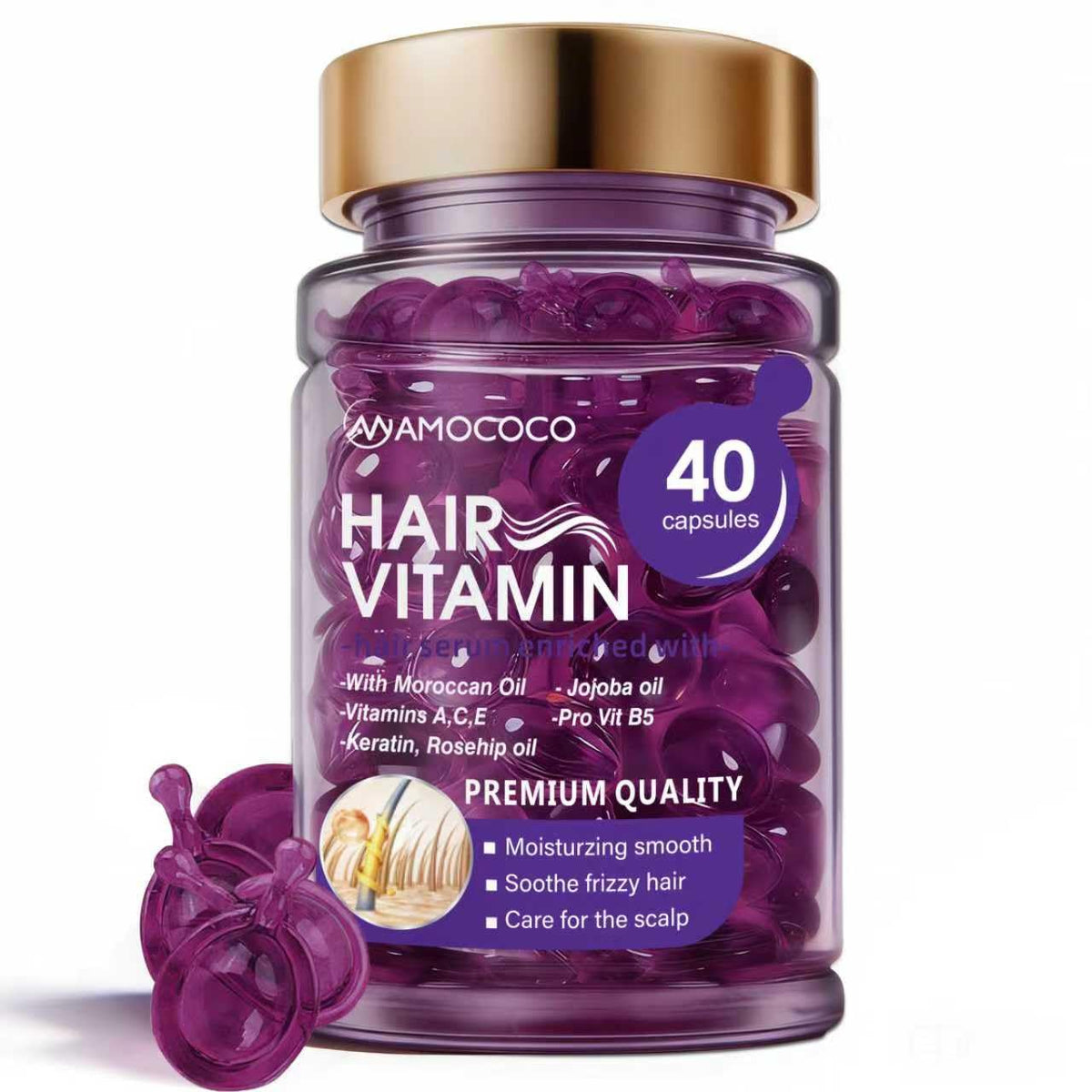 Hair Oil Capsules 40 Count,Deep Conditioning Treatment for Color, Treated & Permed Hair