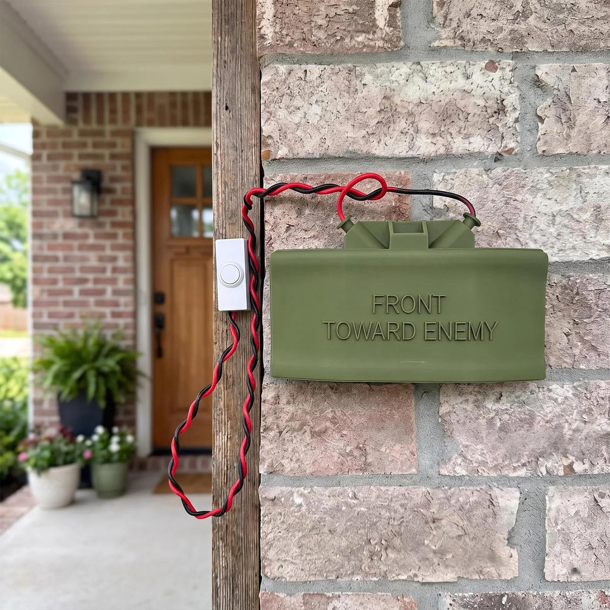 Classic Military Theme Door Sign, Wired Vintage Doorbell Cover Prank