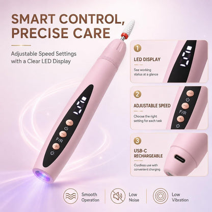 5-Piece Cordless Rechargeable Manicure Grinding and Grooming Tool Set