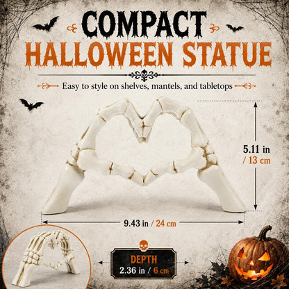 Skeleton Heart Hands Sculpture Resin Gothic Hand Statue