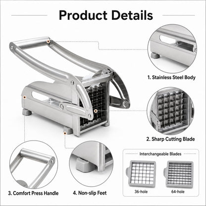 Manual Stainless Steel Vegetable Cutter/Slicer, Multifunctional Dishwasher Safe