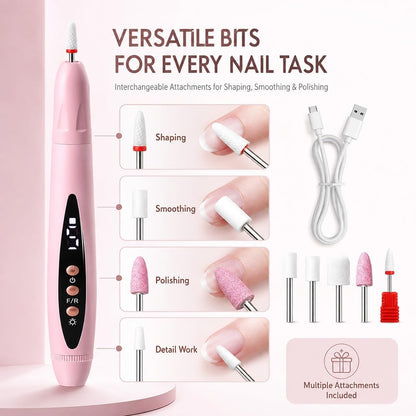 5-Piece Cordless Rechargeable Manicure Grinding and Grooming Tool Set
