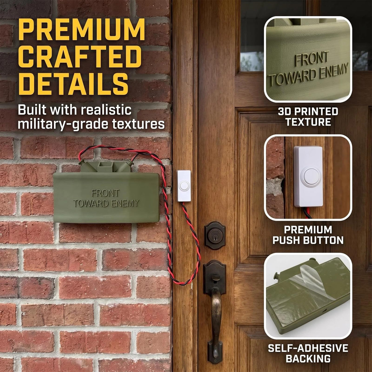 Classic Military Theme Door Sign, Wired Vintage Doorbell Cover Prank