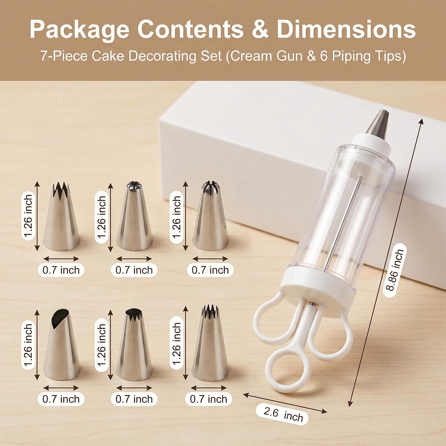 7PCS Stainless Steel Cake Decorating Tool Kit, Cupcake Injector Piping Set for Cake & Deviled Egg Decoration, Pastry Icing Tools kitchen gadgets