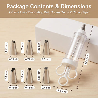 7PCS Stainless Steel Cake Decorating Tool Kit, Cupcake Injector Piping Set for Cake & Deviled Egg Decoration, Pastry Icing Tools kitchen gadgets