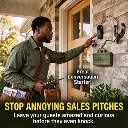 Classic Military Theme Door Sign, Wired Vintage Doorbell Cover Prank
