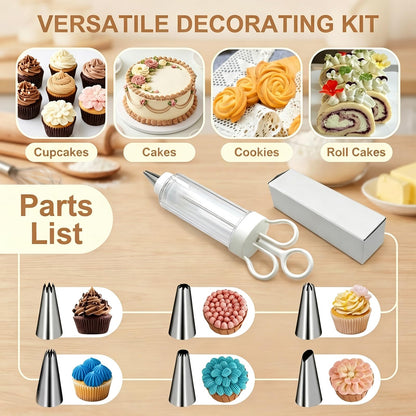 7PCS Stainless Steel Cake Decorating Tool Kit, Cupcake Injector Piping Set for Cake & Deviled Egg Decoration, Pastry Icing Tools kitchen gadgets
