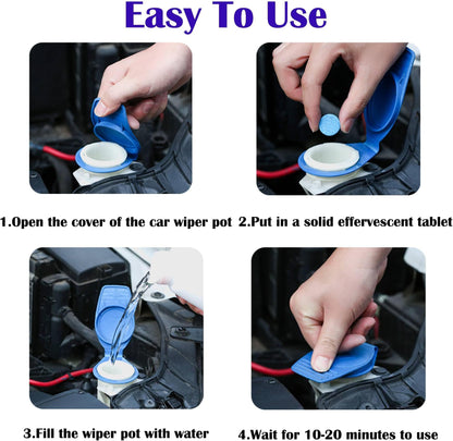 50 Pcs Windshield Washer Fluid Tablets, 1 Tablet Makes 1 Gallon ,Effervescent Wiper Fluid