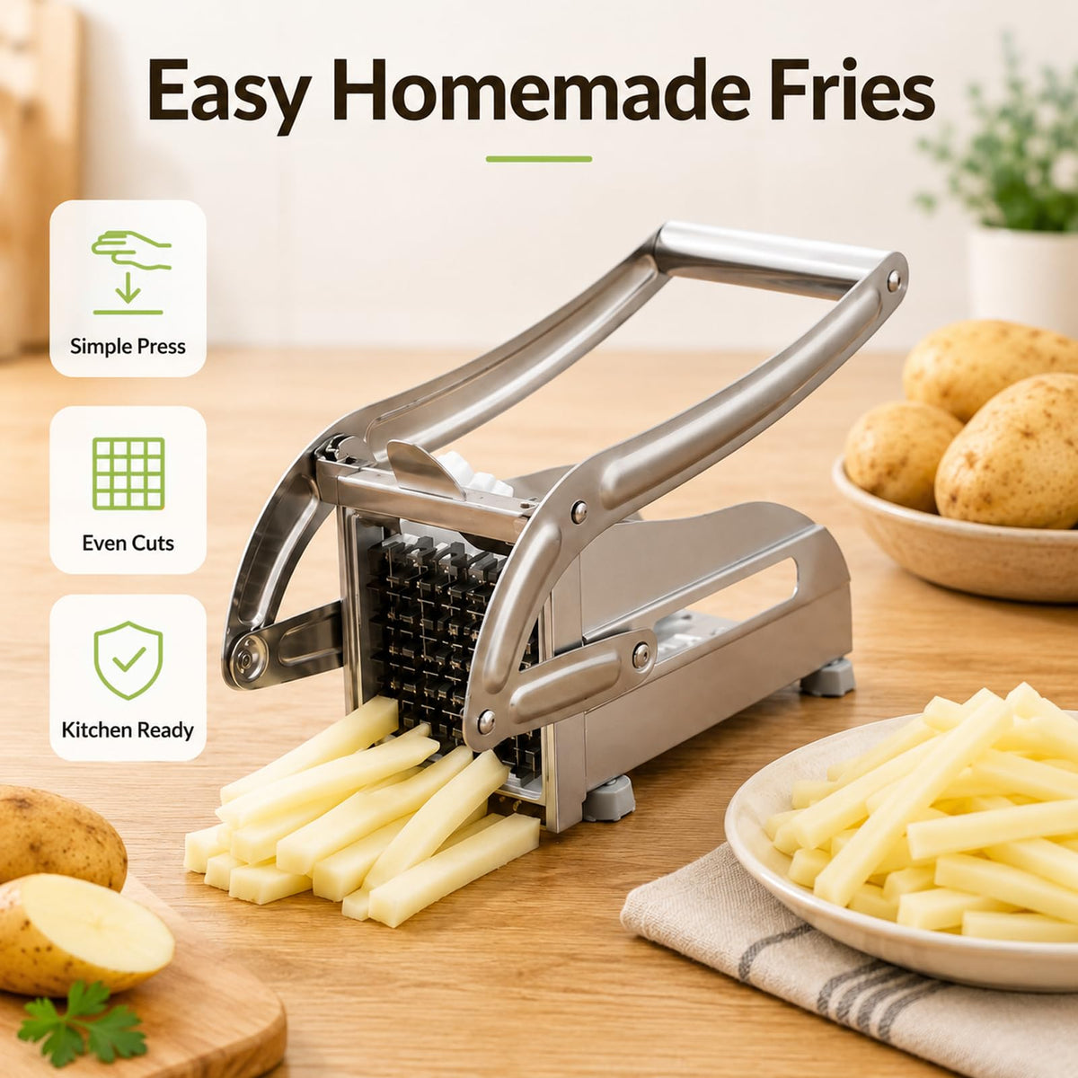 Manual Stainless Steel Vegetable Cutter/Slicer, Multifunctional Dishwasher Safe