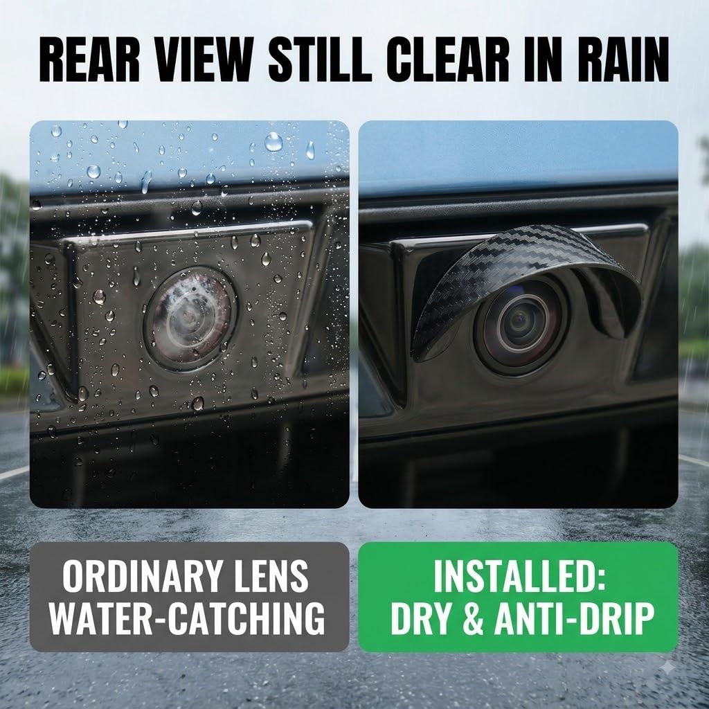4pcs Car Rear‑View Camera Rain Shield, Sun Shade Cover, Waterproof Protector Hood