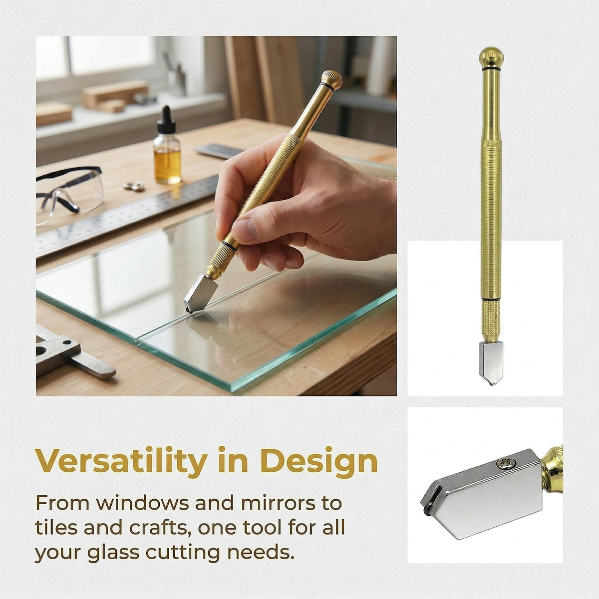 Multi-Function Diamond Glass Cutter, Manual Tile and Mirror Cutting Tool