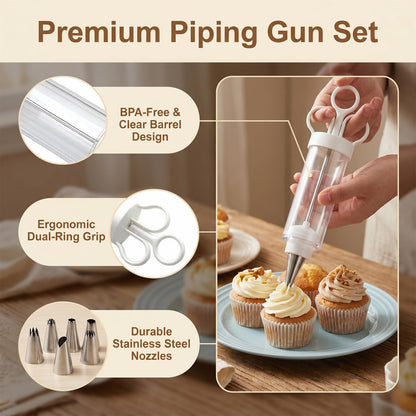 7PCS Stainless Steel Cake Decorating Tool Kit, Cupcake Injector Piping Set for Cake & Deviled Egg Decoration, Pastry Icing Tools kitchen gadgets