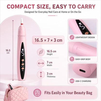 5-Piece Cordless Rechargeable Manicure Grinding and Grooming Tool Set