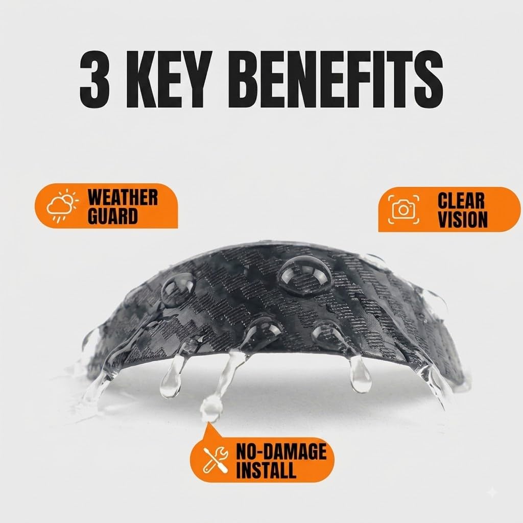 4pcs Car Rear‑View Camera Rain Shield, Sun Shade Cover, Waterproof Protector Hood