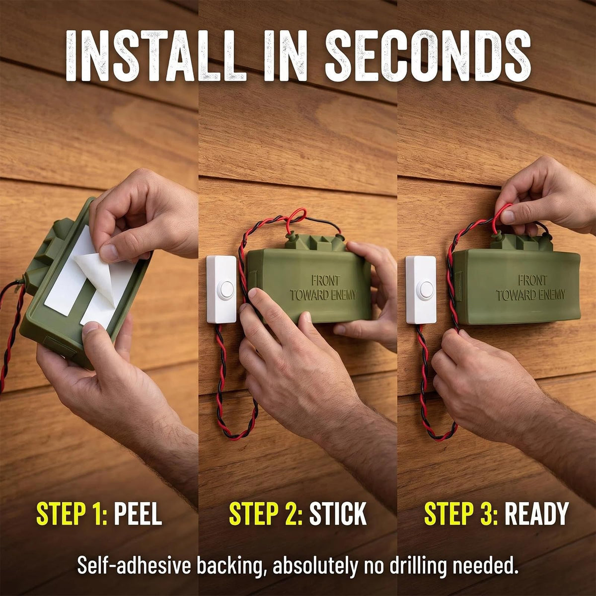 Classic Military Theme Door Sign, Wired Vintage Doorbell Cover Prank