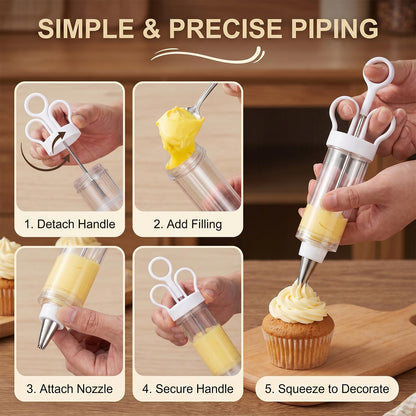 7PCS Stainless Steel Cake Decorating Tool Kit, Cupcake Injector Piping Set for Cake & Deviled Egg Decoration, Pastry Icing Tools kitchen gadgets