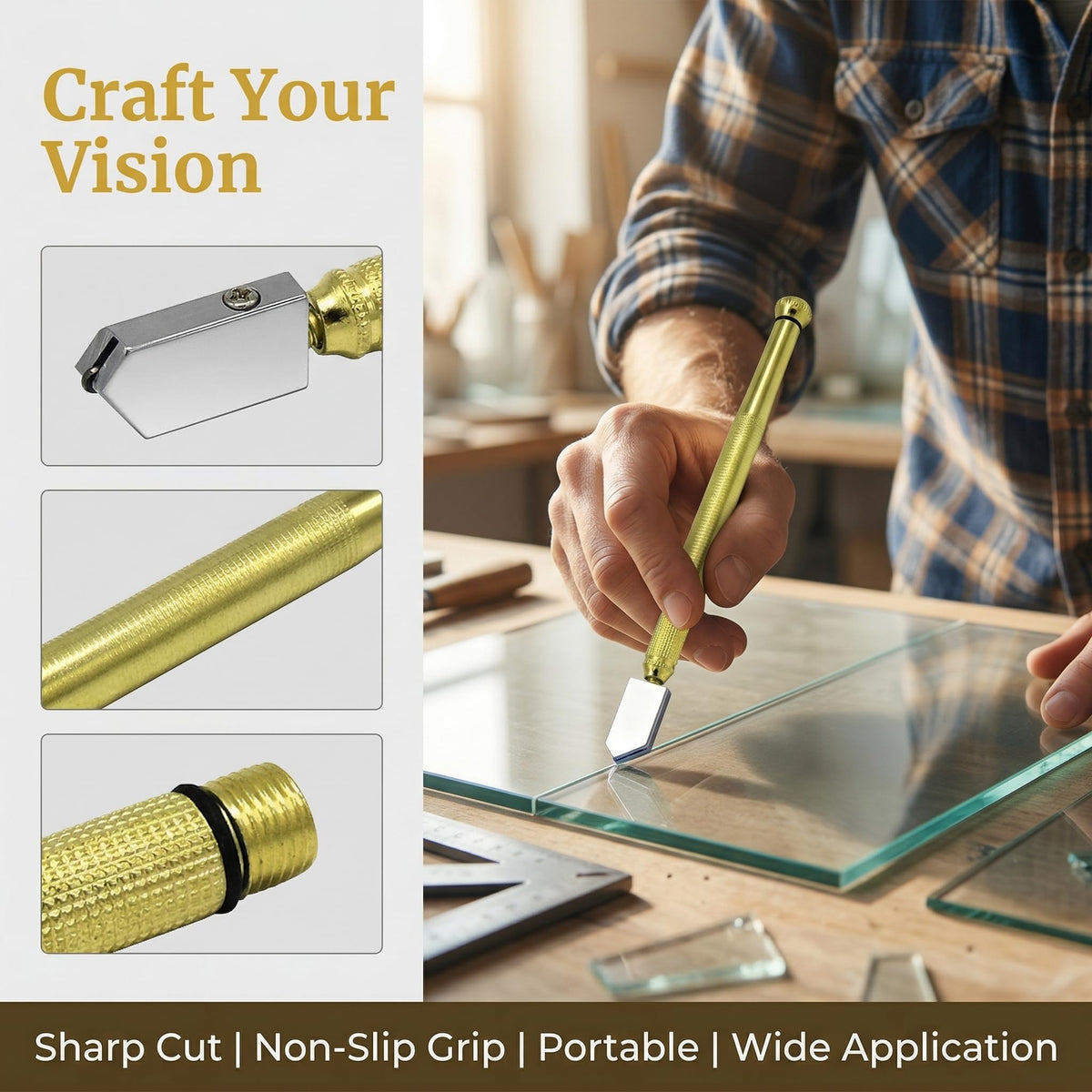 Multi-Function Diamond Glass Cutter, Manual Tile and Mirror Cutting Tool