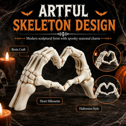 Skeleton Heart Hands Sculpture Resin Gothic Hand Statue