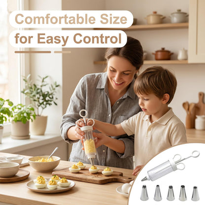 7PCS Stainless Steel Cake Decorating Tool Kit, Cupcake Injector Piping Set for Cake & Deviled Egg Decoration, Pastry Icing Tools kitchen gadgets