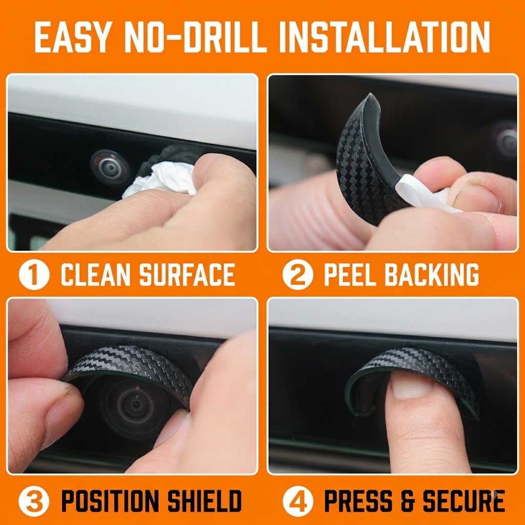 4pcs Car Rear‑View Camera Rain Shield, Sun Shade Cover, Waterproof Protector Hood