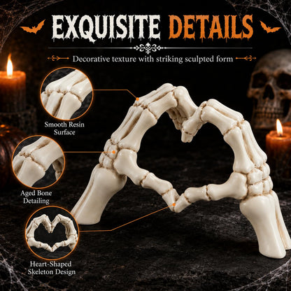 Skeleton Heart Hands Sculpture Resin Gothic Hand Statue