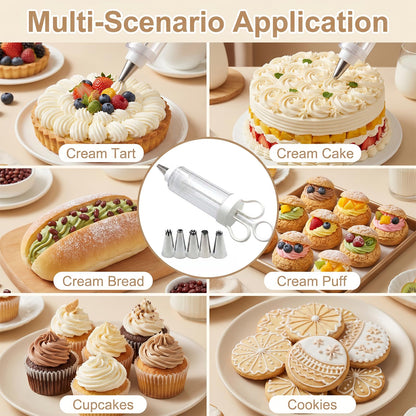 7PCS Stainless Steel Cake Decorating Tool Kit, Cupcake Injector Piping Set for Cake & Deviled Egg Decoration, Pastry Icing Tools kitchen gadgets