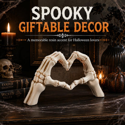 Skeleton Heart Hands Sculpture Resin Gothic Hand Statue