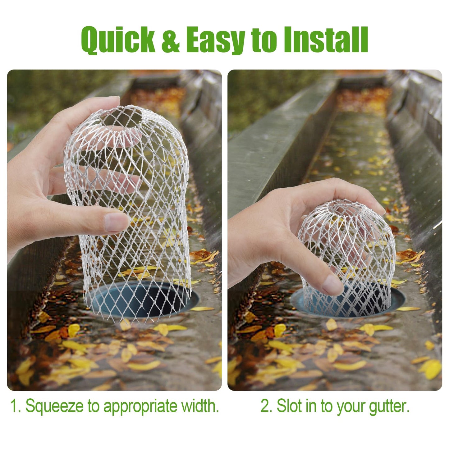 6 Pack Adjustable Gutter Downspout Guards, Expandable Leaf Filter Strainer