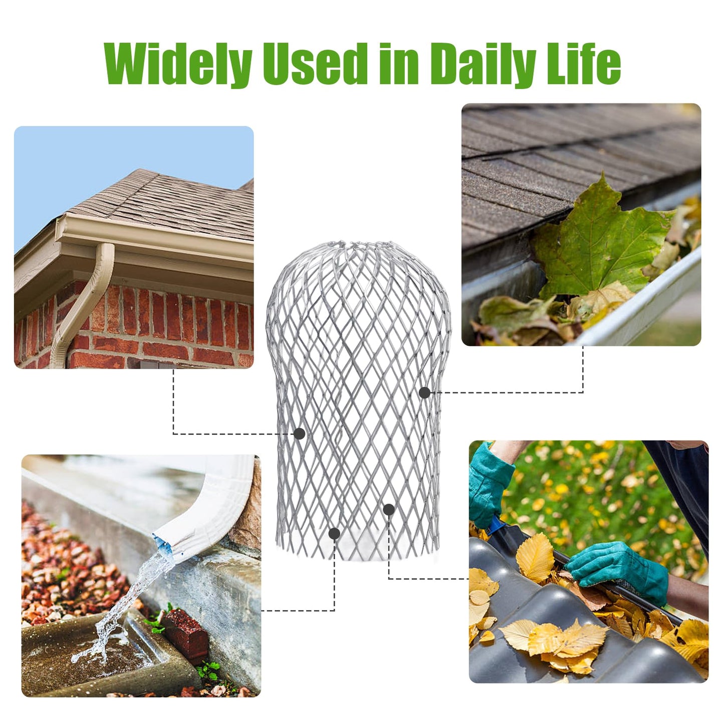 6 Pack Adjustable Gutter Downspout Guards, Expandable Leaf Filter Strainer