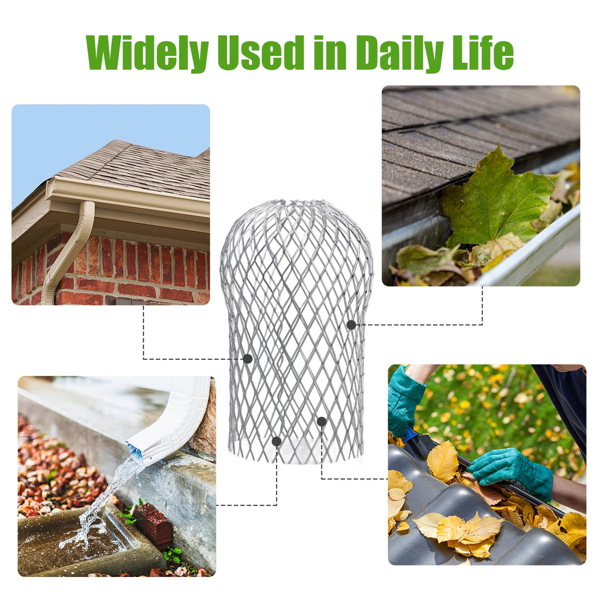 6 Pack Adjustable Gutter Downspout Guards, Expandable Leaf Filter Strainer