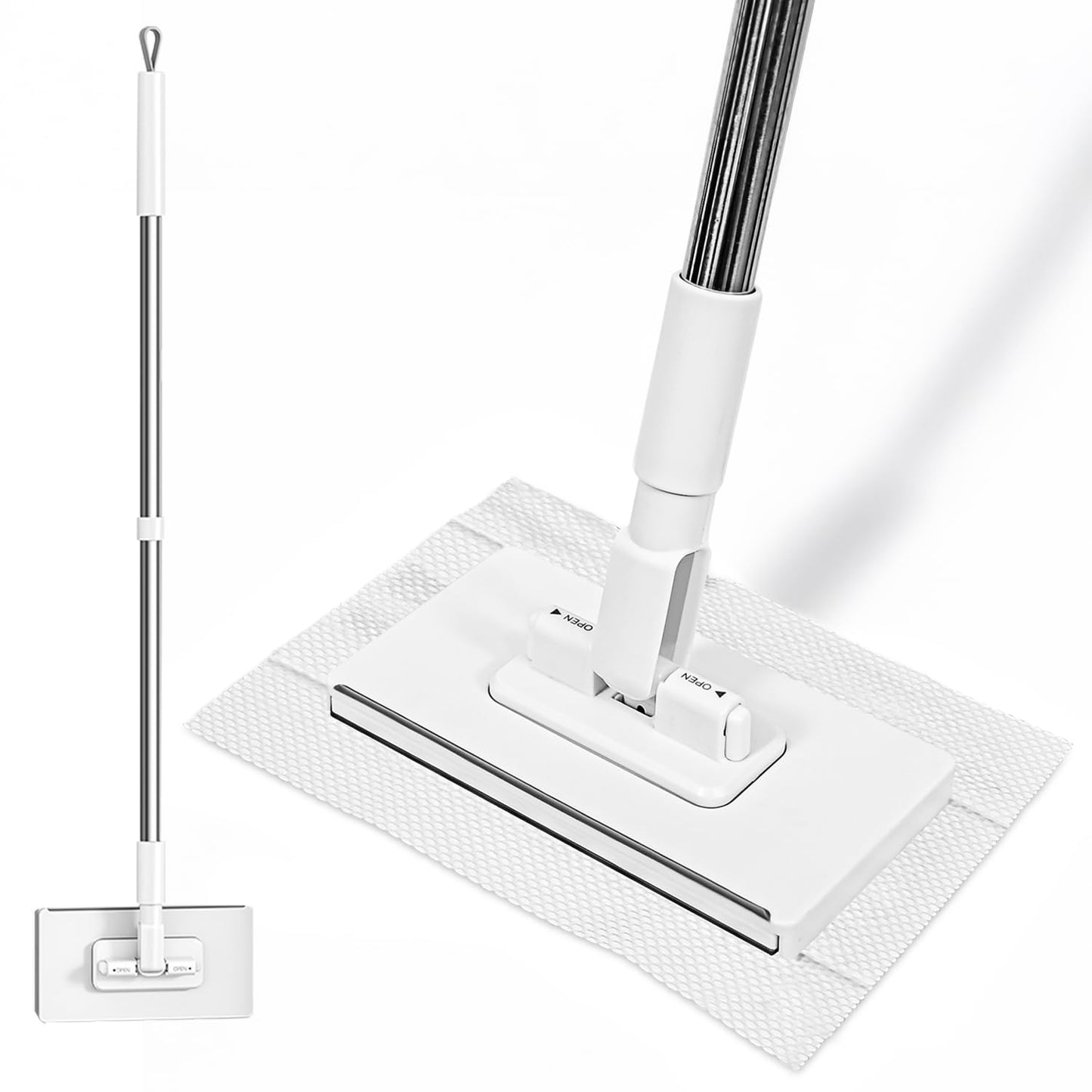 Hands Free Multi Purpose Flat Mop One Click Shark Tooth Grip