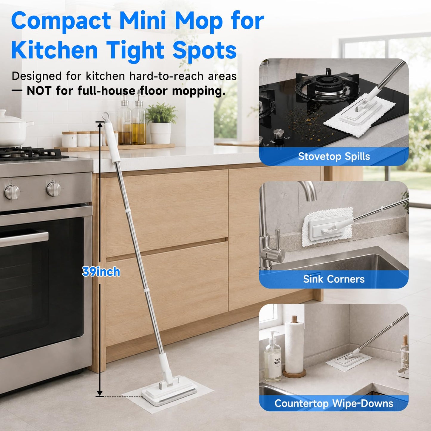 Hands Free Multi Purpose Flat Mop One Click Shark Tooth Grip