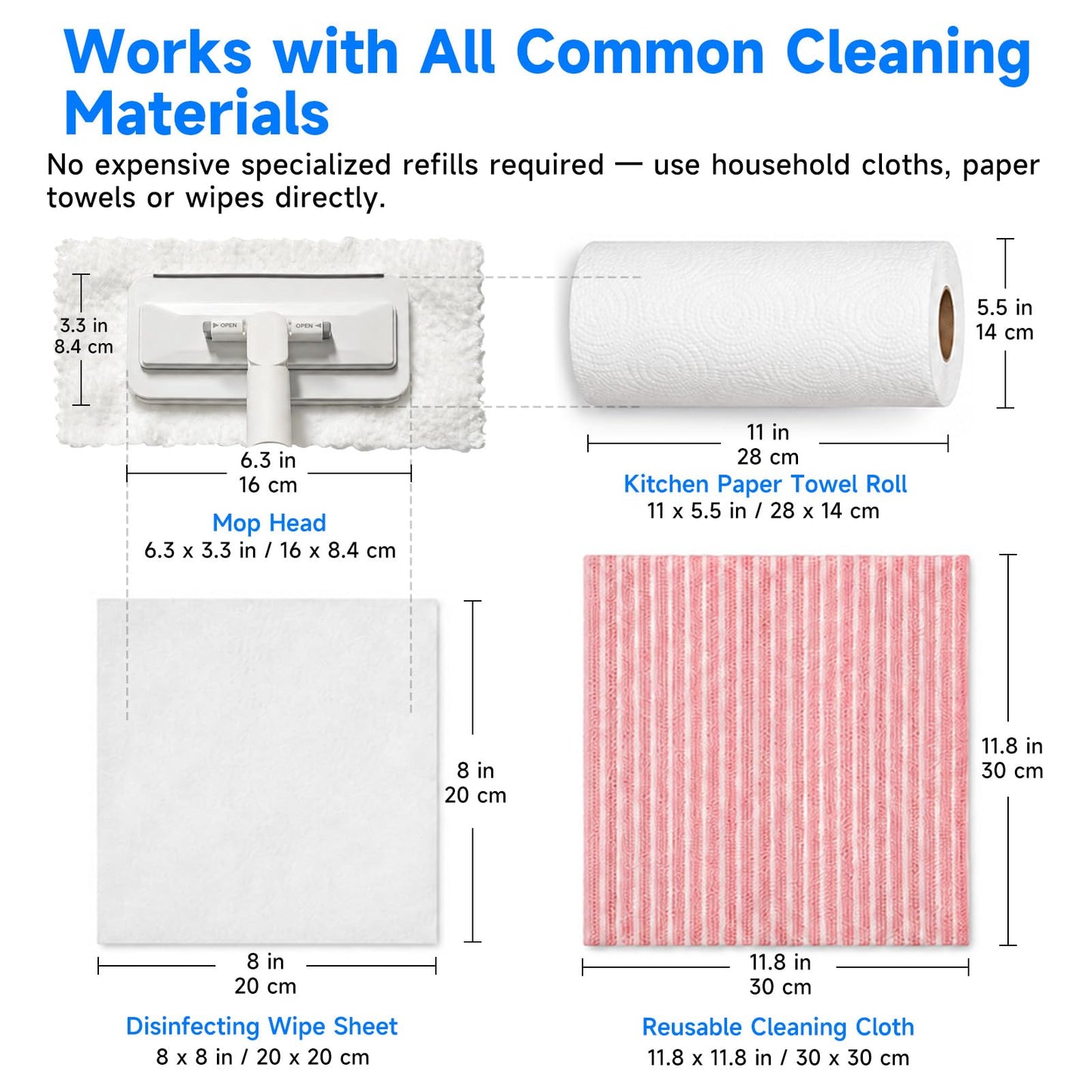 Hands Free Multi Purpose Flat Mop One Click Shark Tooth Grip