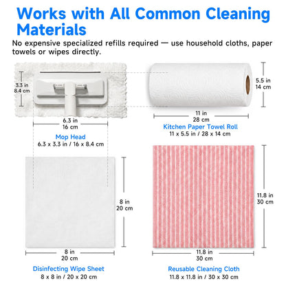 Hands Free Multi Purpose Flat Mop One Click Shark Tooth Grip