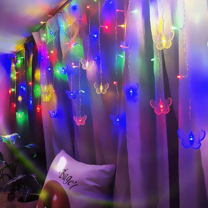 Butterfly Curtain Fairy Lights USB Plug in,8 Modes 120 LED 20FT Firefly Twinkle String Lights with Remote