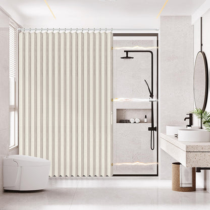 Folding Magnetic Waterproof Shower Curtain with Hooks, Acordion Polyester Shower Curtains for Bathroom