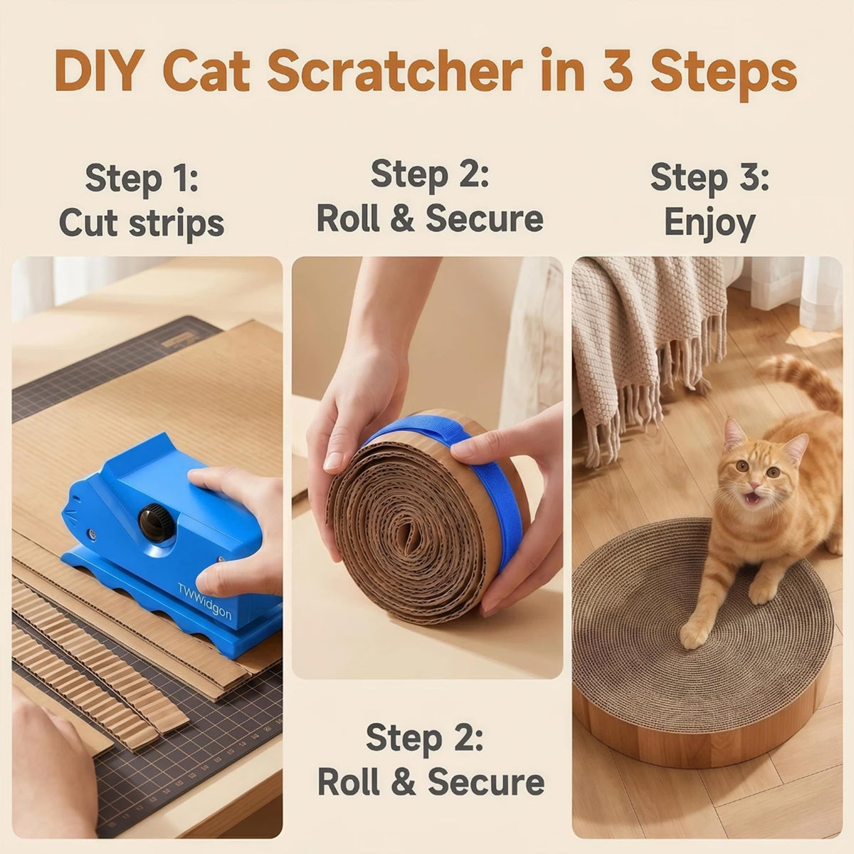 Cardboard Cutter for Cat Scratchers, Handheld DIY Cardboard Strip Cutter
