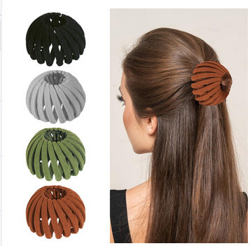 4 Pcs Bird Nest Magic Hair Clip Hairs Maker Flocking Ponytail Holder for Women Girls