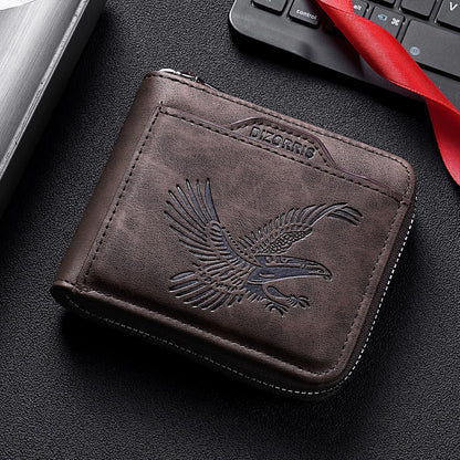 Men's Vintage Eagle Embossed Leather Wallet