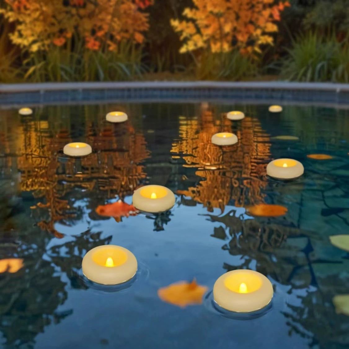 6pcs Flameless LED Floating Waterproof Plastic Ivory Tea Light Candles