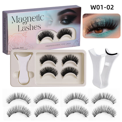 2 Pairs Reusable Magnetic Eyelashes Lashes with Curler