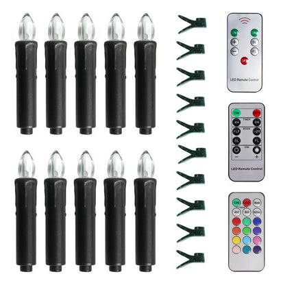 10PCS LED Flameless Taper Candles Flickering with Remote Timer