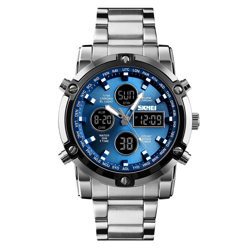 Men Quartz Watch Male Steel Wristwatch Fashion Big Dial Shockproof Watches