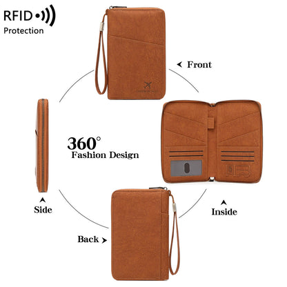 New RFID Anti-magnetic Passport Holder - Long Zipper Passport Clip