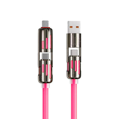 240W 4 in 1 Charging Cable 6.6FT, USB A/C to C/Lightning with Light iPhone Charger for iPhone