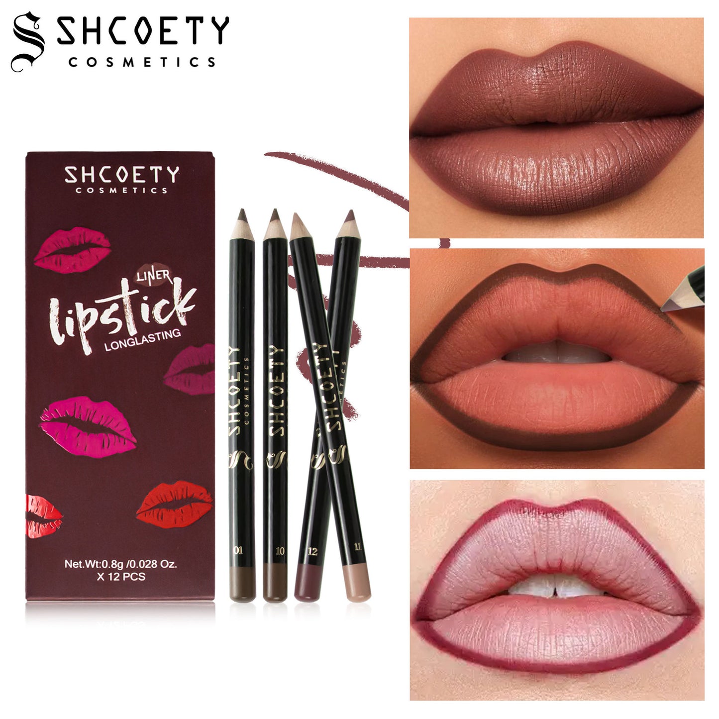 12pcs Nude Natural Smooth Lip Line Pencil Set